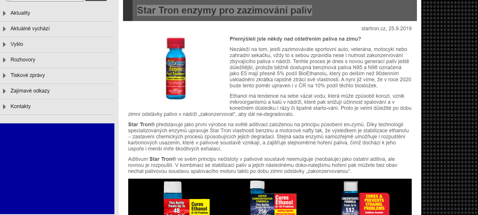 Star tron enzymy pro zazimovani paliv